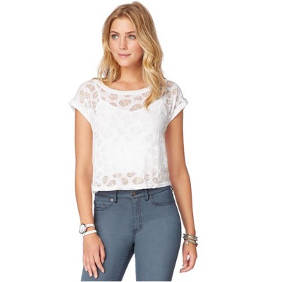 Aeropostale Womens Burnout Skull Embellished T-Shirt