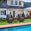 3 Piece Outdoor Patio Set, Wicker Rocking Bistro Set with 2 Swivel Chairs & Tempered Glass Top Table - 4 of 4