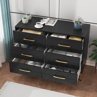 6 drawer dresser for bedroom and wardrobe, tall cabinet with soft closing slides and anti-tip kit, space saving storage organizer