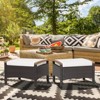 Tangkula Outdoor PE Wicker Ottoman Set of 2 Patio Rattan Footrest Seat with Soft Cushions & Curved Acacia Wood Handles Beige/Navy Blue/Red/Off White - 4 of 4