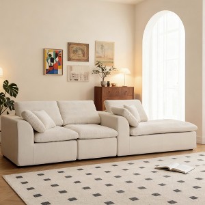 KWPZQEB 110.2" Modern L-Shape Sofa, Chenille Floor Modular Sofa with 2 Pillows, 4 Seater Couches Sofa with Deep Seat for Living Room - 1 of 4
