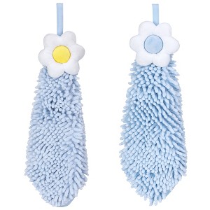 REGALWOVEN Chenille Soft Absorbent Flower Hanging Hand Towels for Bathroom 2 Pcs - 1 of 4