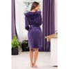 ADR Women's Short Bathrobe, Womans Robe Plush Faux Fur Accents Fuzzy Feather Bath Robe - 3 of 4