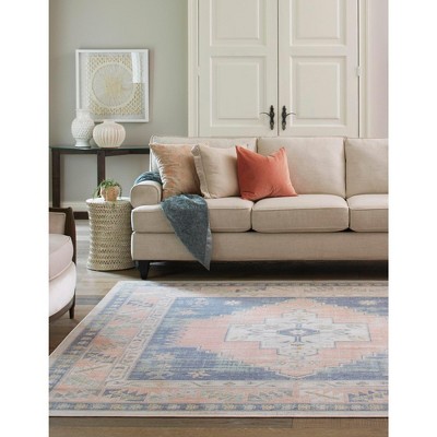 Whitney 8 ft Square French Blue Synthetic Medallion Rug