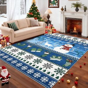 Nasitip Christmas Elements Area Rug, Washable Foldable Non-Slip Low Pile Rug for Living Room, Bedroom, Study Room & Entryway - 1 of 4