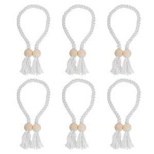 Unique Bargains Hand Woven Wooden Ball Decorative Magnetic Curtain Tiebacks - 1 of 4