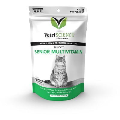 VetriScience NuCat Senior Cat Multivitamin, Everyday Health Support, 30 Chews