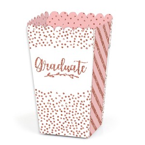 Big Dot of Happiness Rose Gold Grad -  Graduation Party Favor Popcorn Treat Boxes - Set of 12 - 1 of 4