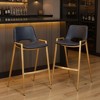 HomeRoots Set of Two 30" Black and Gold Faux Leather and Steel Low Back Bar Height Bar Chairs - 2 of 4