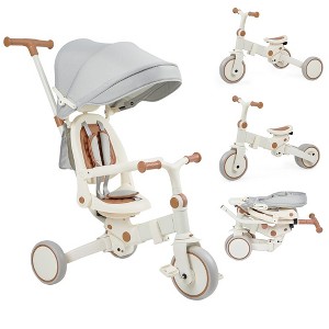 7 in 1 Baby Tricycle, Foldable Toddler Tricycle with Removable and Adjustable Parent Handle - 1 of 4