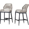 PURPLE LEAF 2 Pieces Bar Stools Patio Modern Rattan Barstools Aluminum Woven Tall Bar Chairs with Cushions for Outdoor Kitchen Island Garden - 3 of 4