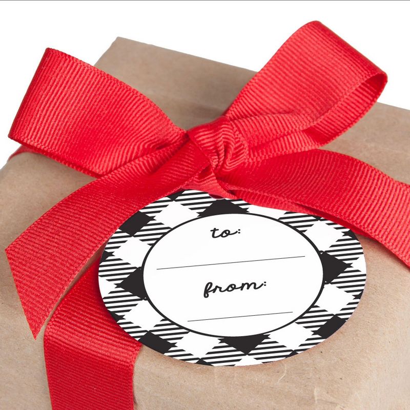 Big Dot of Happiness Prancing Plaid - Christmas and Holiday Buffalo Plaid to and from Favor Gift Tags (Set of 20), 3 of 5