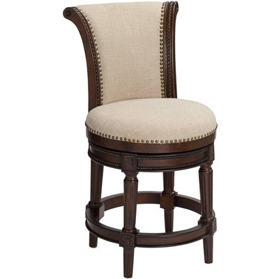 55 Downing Street Addison 24 1/2" Erin Cream Fabric Swivel Counter Stool