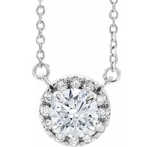Pompeii3 1/2 Ct Lab Created Diamond Halo Necklace 14K White Gold - 1 of 4