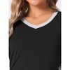 cheibear Women's Long Sleeve V Neck Soft Sleep Dress with Pockets - 4 of 4