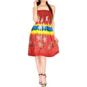 LA LEELA Women's Tube Dress Top Evening Dress One Size Tart Palm Tree - 1 of 3