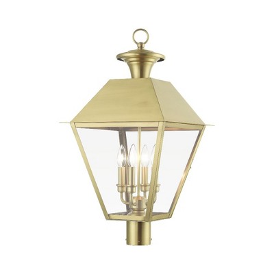 Livex Lighting Wentworth 4 - Light Post Light in  Natural Brass