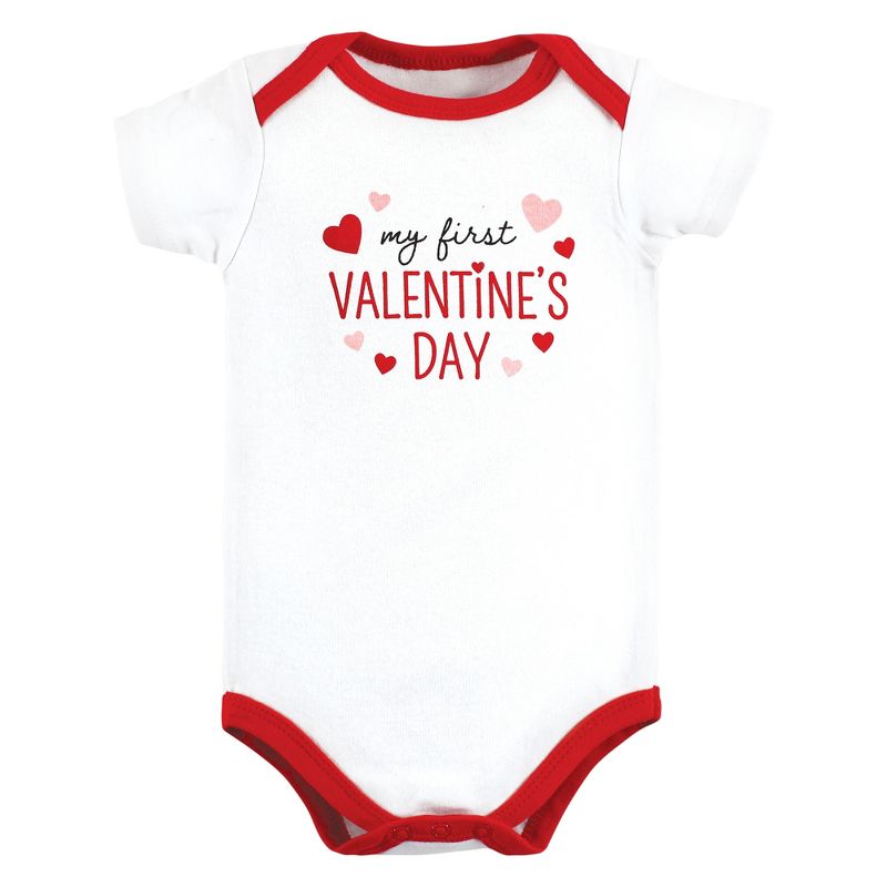 Hudson Baby Unisex Baby Cotton Bodysuits, Girl First Valentine Easter, 3 of 6