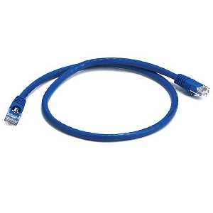 Monoprice Cat5e Ethernet Patch Cable - 2 Feet - Blue | Network Internet Cord - RJ45, Stranded, 350Mhz, UTP, Pure Bare Copper Wire, 24AWG - 1 of 4