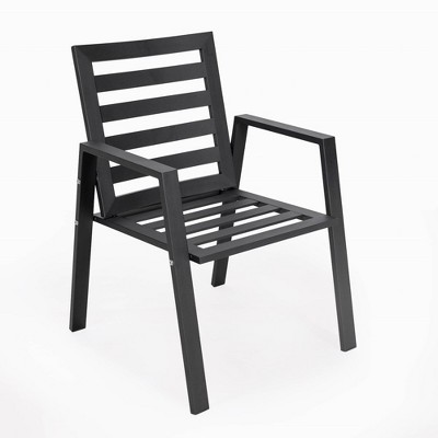 Chelsea Black Aluminum Patio Dining Armchair Set with Cushions