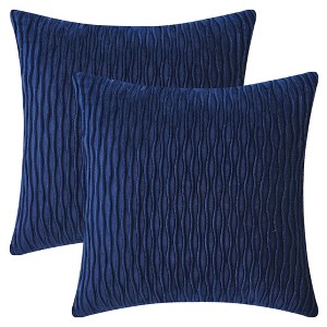 REGALWOVEN Striped Velvet Decorative Throw Pillow Covers for Farmhouse Living Room 18 x 18 Inch 2 Pcs - 1 of 4