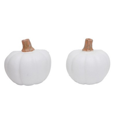 White Matte Ceramic Pumpkin Figurine - 5 Inches