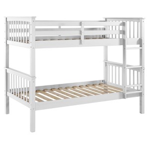 Twin Over Twin Solid Wood Mission Design Bunk Bed - White - Saracina Home