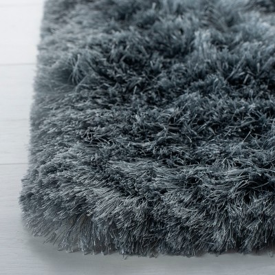 Slate Hand-Tufted Square Shag Synthetic Area Rug, 4 ft.