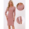INSPIRE CHIC Women's 3/4 Sleeve Split Neck Wear to Work Business Sheath Dresses - 2 of 4