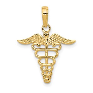 Black Bow Jewelry 14k Yellow Gold Polished Caduceus Pendant - 1 of 4