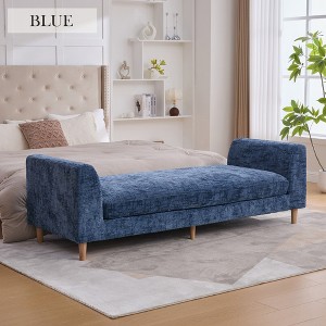 Mlmh & Kngwa 83.1"W Oversized End of Bed Bench,Modern Upholstered Chaise Lounge Couch with 2 Bolster Pillows and Armrests - 1 of 4