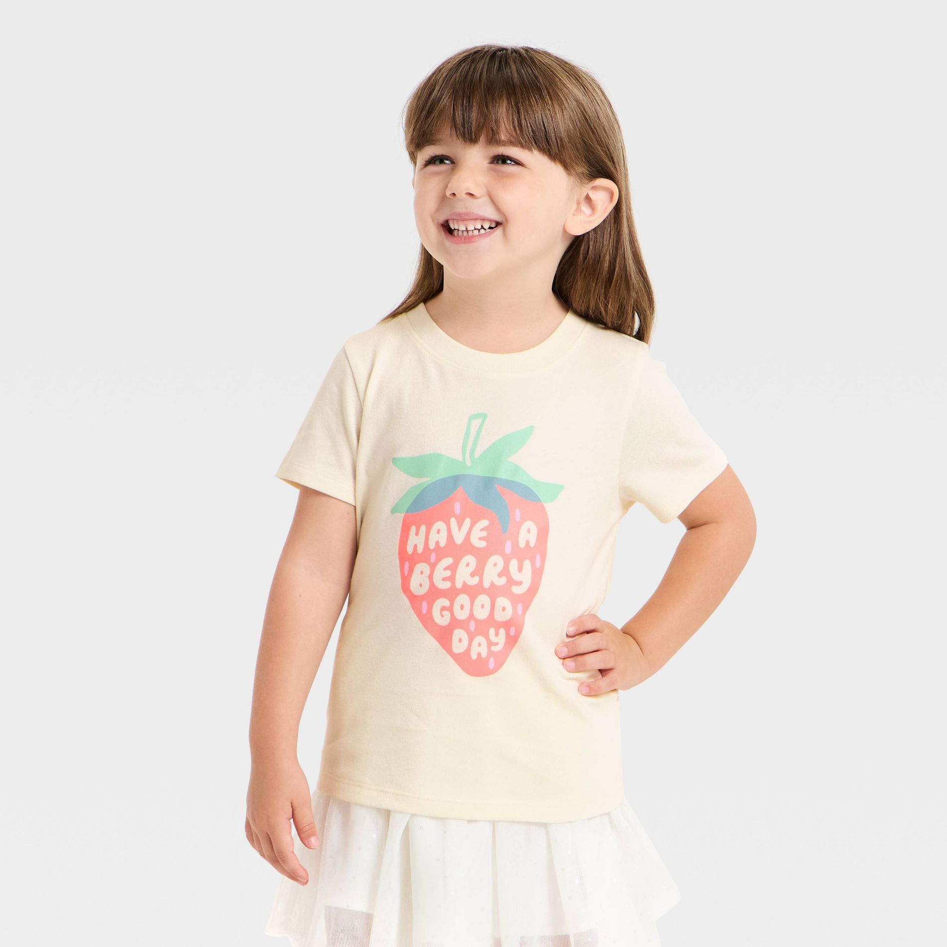 Toddler Girls' Short Sleeve 'Have a Berry Good Day' Graphic T-Shirt - Cat & Jack™ Cream