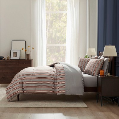 Nestl Bed in a Bag, 7pc Comforter Set Striped Design, Modern Comforter Sets with Sheets, Queen Bed in a Bag, Gray — фото 2