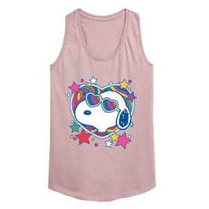 Women's - Peanuts - Snoopy Groovy Heart Graphic Racerback Tank - 1 of 4