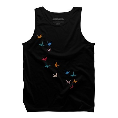 Men's Design By Humans Flying Paper Cranes Birds By Magnussons Tank Top