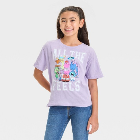 Girls' Inside Out 2 Short Sleeve Cropped Graphic T-Shirt - Lilac Purple - image 1 of 4