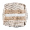 Caiman Boho Handcrafted Fabric Cube Pouf Natural/White - Christopher Knight Home: Striped, Indoor Use, No Assembly Required - 4 of 4