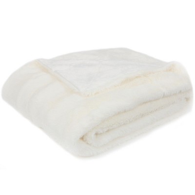 White Faux Fur Reversible Machine Washable Pet Blanket