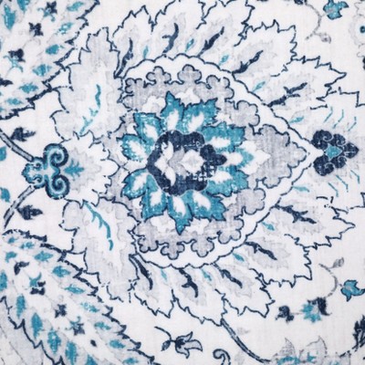 Washable Vintage Floral Distressed Rug Non Slip Low Pile Rug Soft Throw Floor Cover Foldable Indoor Carpet for Living Room Bedroom Playroom Nursery