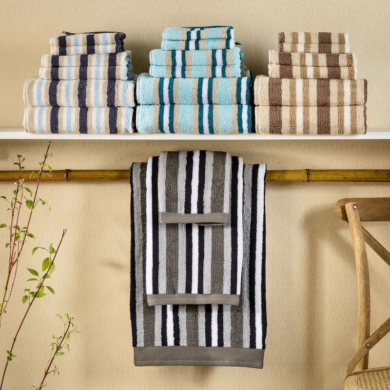 Cotton Modern Stripe 2-Piece Quick Drying Bath Towel Set by Blue Nile Mills, 5 of 8