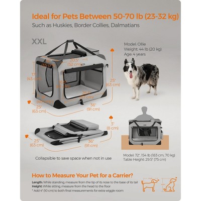36-Inch Gray Soft-Sided Portable Dog Crate with Metal Frame