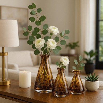 Artistic Glass Bottle Vase for Living Room Decor - Decorative Home Vase Accent for Bedroom, Office, and Tabletop Decor