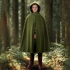 Joyfy Boys' Halloween Child Green Hooded Archer Cape Cloak – Kids Medieval Renaissance Wizard Robe Outfit with Hood for Cosplay & Themed Parties - 2 of 4