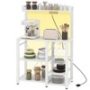 HOMCOM Kitchen Bakers Rack with Power Outlet and LED Lights, Microwave Stand, Coffee Bar with Metal Basket, Multiple Shelves and Glass Holders - 4 of 4