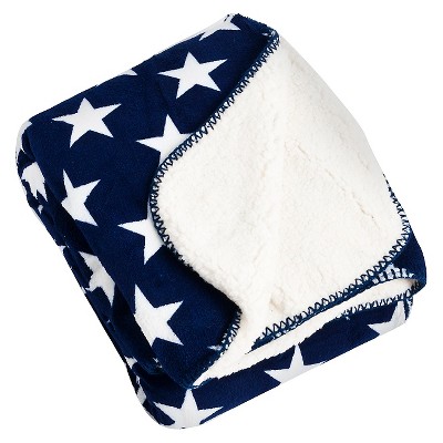 50"x60" Star Design Sherpa Throw Blanket Navy - Saro Lifestyle