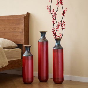 Zeus & Ruta Torch-Fired Burnt Finish Metal Floor Vases Set of 3 - 28.34"/24.4"/20.4"H Rustic Flower Vases for Farmhouse Living Room - 1 of 4