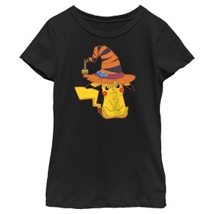 Girl's Pokemon Halloween Pikachu Witch Hat T-Shirt - 1 of 4