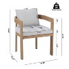 Christopher Knight Home Landon Patio Modern Aluminum Upholstered Dining Chairs with Wood Grain Finish (Set of 2) - 3 of 4
