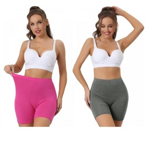Allegra K Women's Mid-Thigh Boxer Full Coverage Soft Stretch Boyshorts 2 Packs - 1 of 4