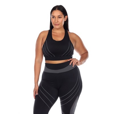 Plus Size Cut Out Back Mesh Sports Bra - White Mark